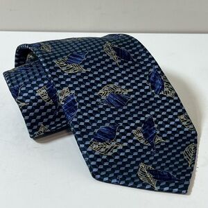 Ermenegildo Zegna 100% Silk Elegant Blue and Gold Men's Tie
